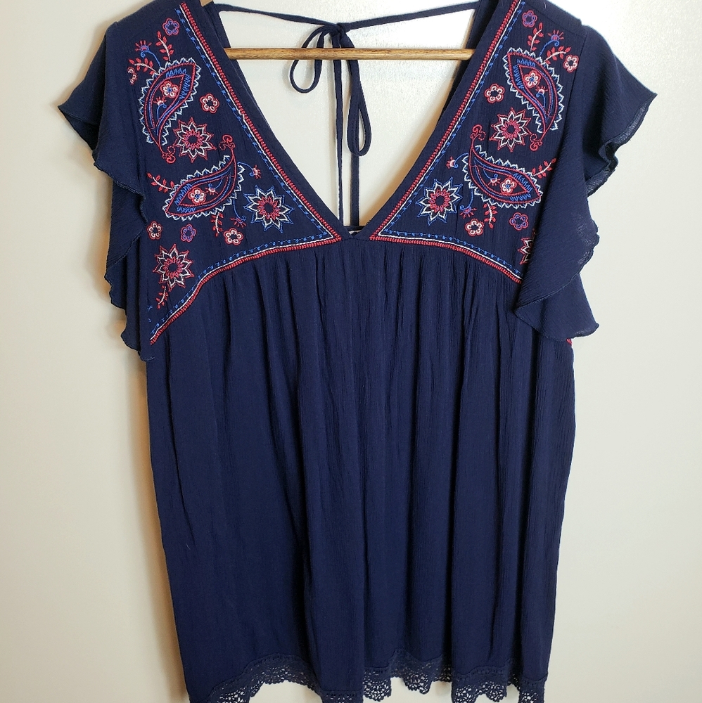 Red white & Blue Americana Paisley Top